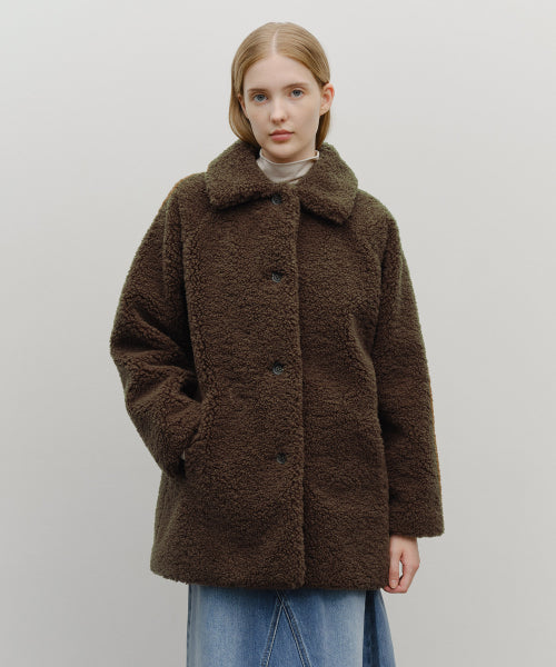 W MID SHEARLING FUR COAT - 3 COLORS DARK BROWN