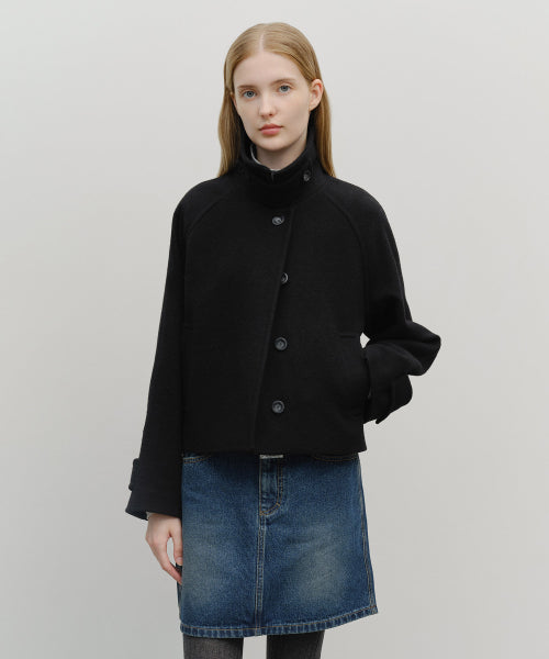 W OVERSIZED CROP COAT - 2 COLORS BLACK