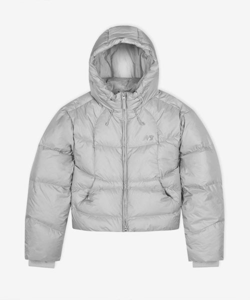 WOMEN FLYING HOODED SHORT DOWN SILVER
