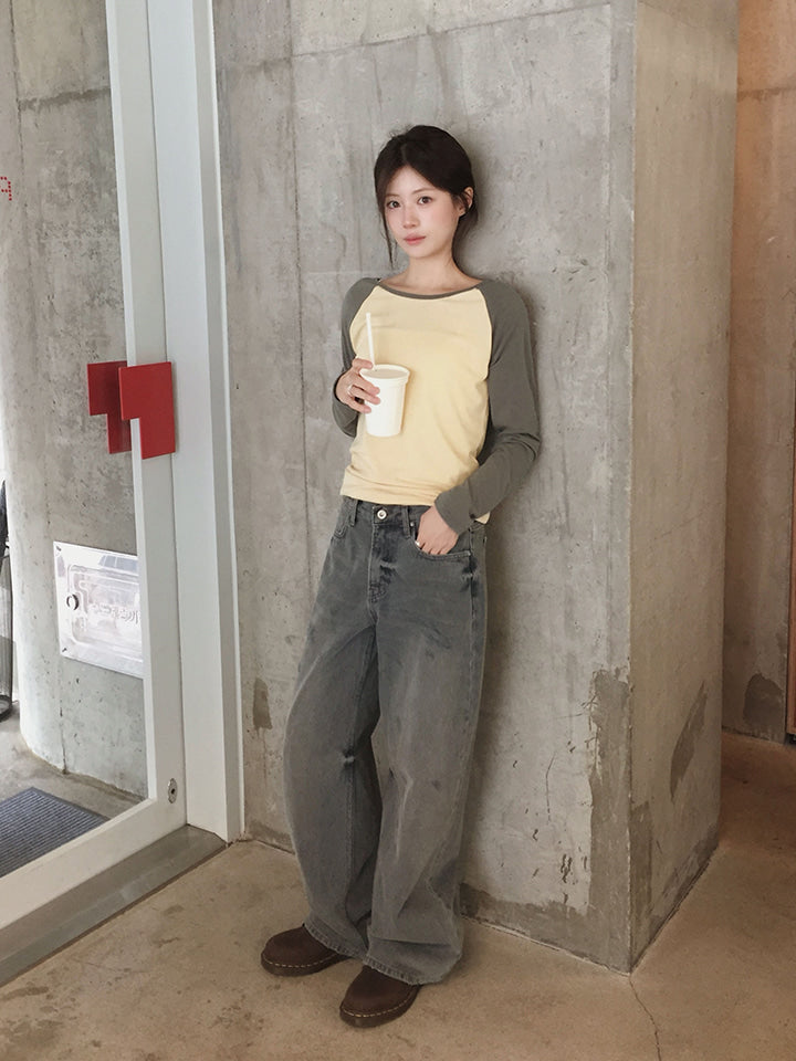 TWO-L COLOR-BLOCK RAGLAN TEE - 5 COLORS