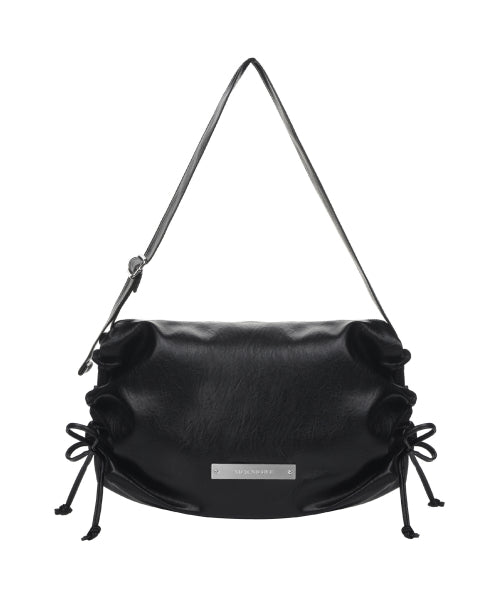CRYSTAL SHIRRING SQUARE SHOULDER BAG #徐睿知同款! - 2 COLORS BLACK