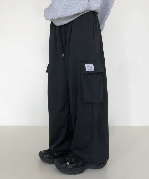CARGO WIDE PANTS - 2 COLORS BLACK