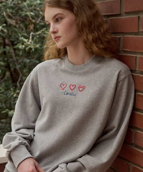 LINE EMBROIDERY SWEATSHIRT - 2 COLORS GREY