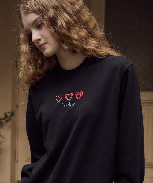 LINE EMBROIDERY SWEATSHIRT - 2 COLORS BLACK