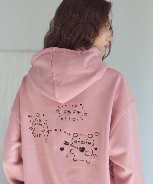 EMBROIDERY HOODIE - 2 COLORS PINK