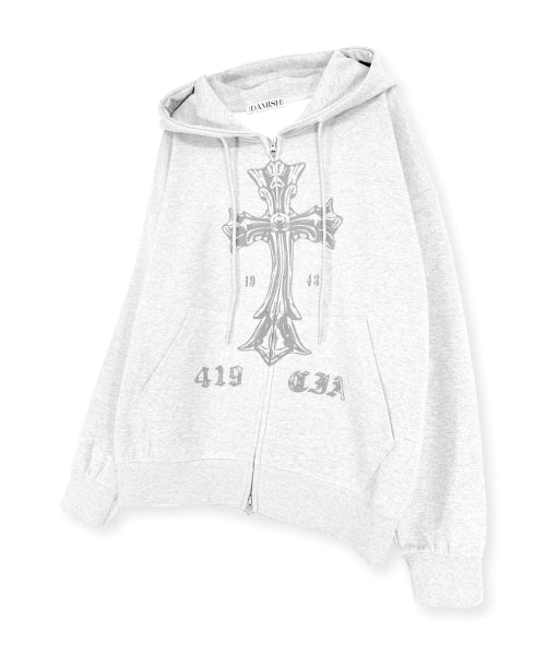 TEE CROSS HOODIE - 3 COLORS WHITE