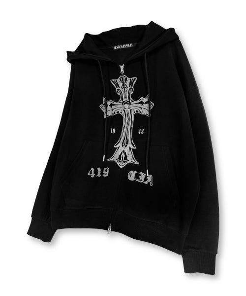 TEE CROSS HOODIE - 3 COLORS BLACK