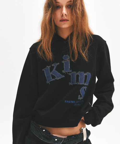 MESSY DENIM APP HOODIE - 2 COLORS BLACK