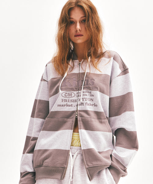 KIMS STRIPE ZIP HOODIE - 3 COLORS GREY