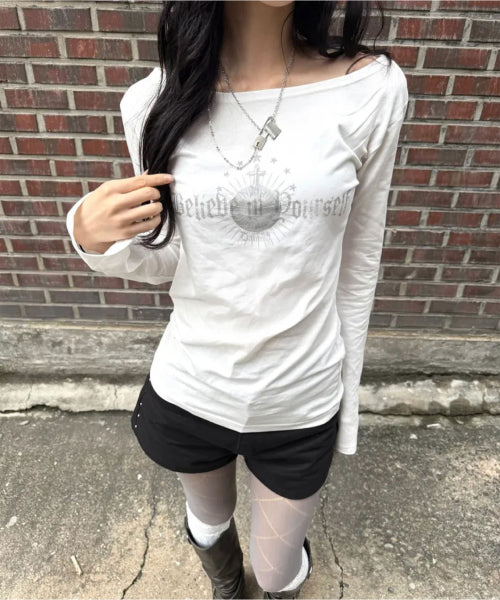 LETTERING SLEEVE LONG IVORY
