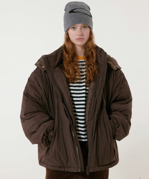 LIGHT HOOD PADDED JACKET - 2 COLORS BROWN