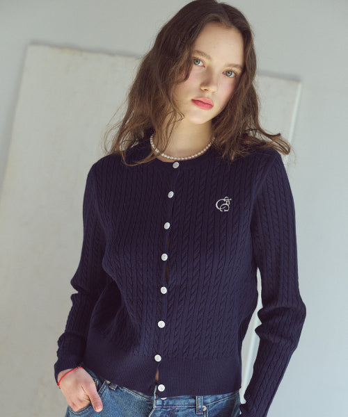 CROP KNIT CARDIGAN - 3 COLORS NAVY
