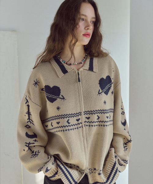 2-WAY ZIP-UP CARDIGAN - 2 COLORS CREAM