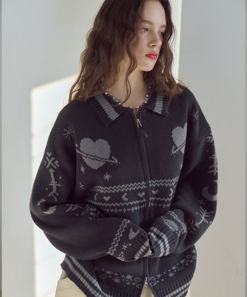 2-WAY ZIP-UP CARDIGAN - 2 COLORS CHARCOAL