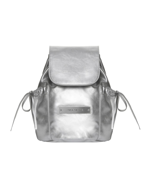 CRYSTAL LEATHER SHIRRING BACKPACK #徐睿知同款! - 2 COLORS SILVER