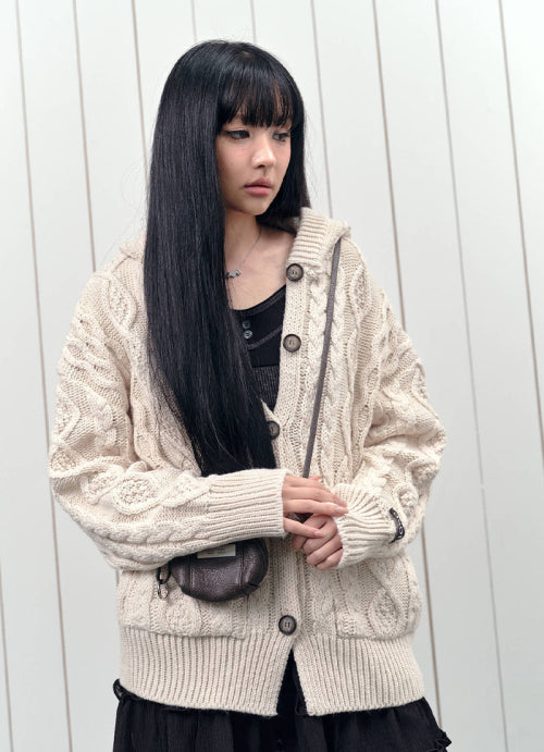 ELO TWISTED HOOD CARDIGAN - 2 COLORS