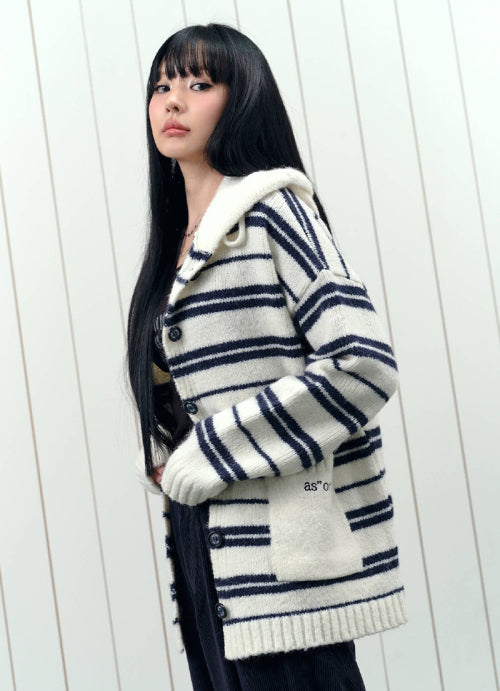 BERA STRIPE HOOD CARDIGAN - 2 COLORS