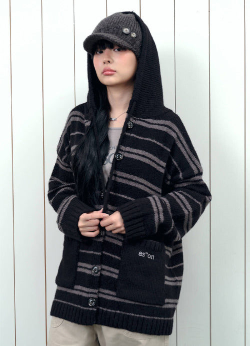 BERA STRIPE HOOD CARDIGAN - 2 COLORS