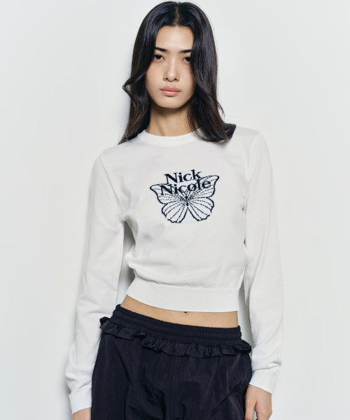 MINI BUTTERFLY SIGNATURE SLEEVE KNIT #徐睿知同款! - 6 COLORS BLACK