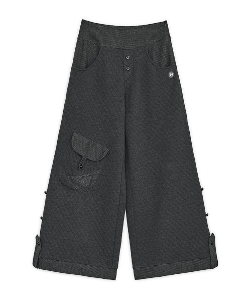 FLAP BUTTON PANTS - 2 COLORS CHARCOAL