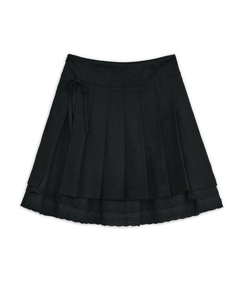 SLIT PLEATED MIDI SKIRT - 2 COLORS BLACK