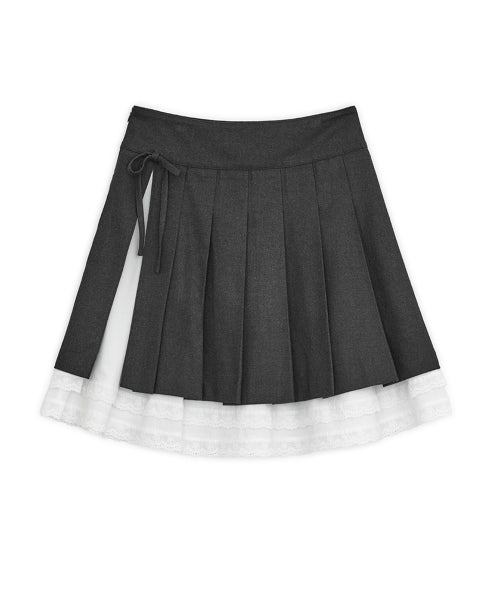SLIT PLEATED MIDI SKIRT - 2 COLORS CHARCOAL