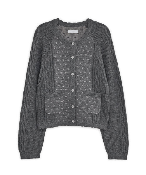 VINTAGE RUFFLE KNIT CARDIGAN - 3 COLORS GREY