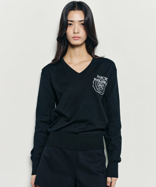 NICOLE MINI ROSE JAQUARD KNIT #徐睿知同款! - 3 COLORS BLACK