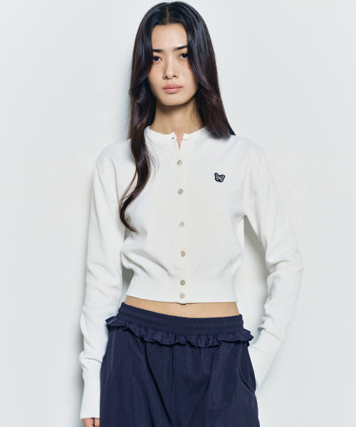 BUTTERFLY JAQUARD KNIT CARDIGAN #徐睿知同款! - 3 COLORS WHITE