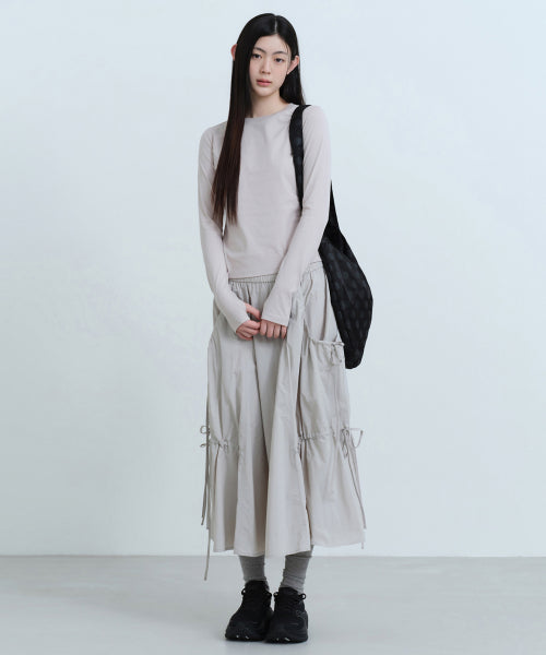 WOMENS NYLON LUCID LONG SKIRT #韓韶禧同款! - 3 COLORS GREY