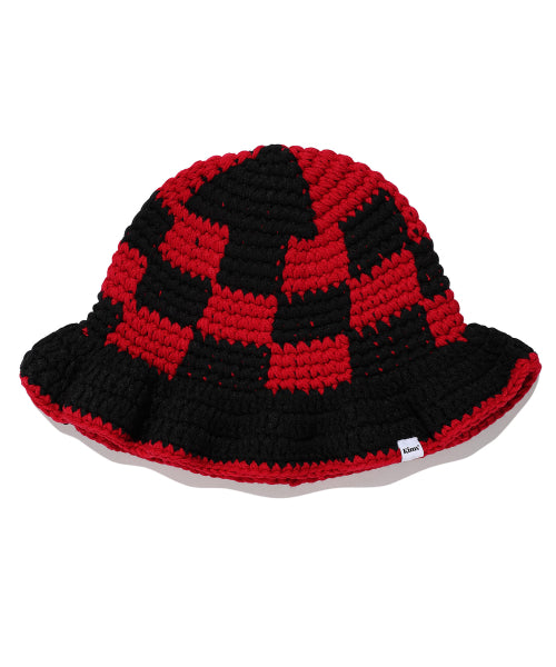 CHECKER KNIT BUCKET HAT YELLOW - 3 COLORS RED