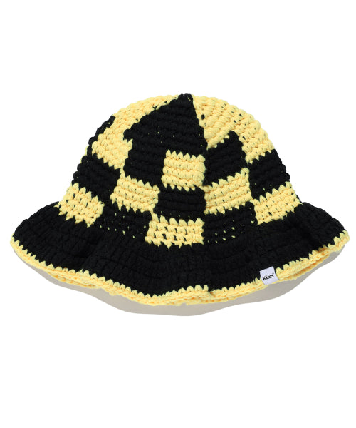 CHECKER KNIT BUCKET HAT YELLOW - 3 COLORS YELLOW