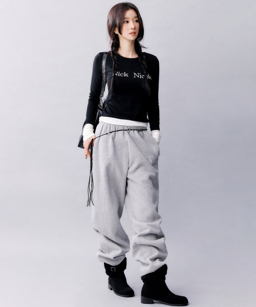 BUTTERFLY WARM COTTON SWEAT PANTS #徐睿知同款! - 2 COLORS GREY