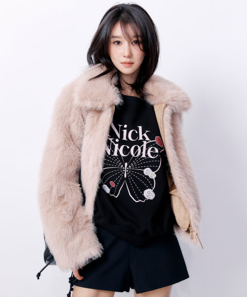 FAUX FUR ZIP UP JACKET #徐睿知同款! BEIGE