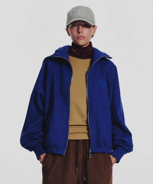 WAFFLE MINK DAILY HOODED ZIP UP - 4 COLORS BLUE