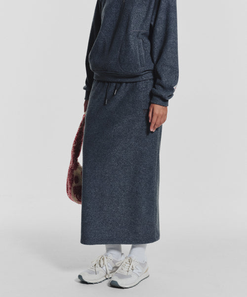 TERRY FLEECE LONG SKIRT - 3 COLORS CHARCOAL