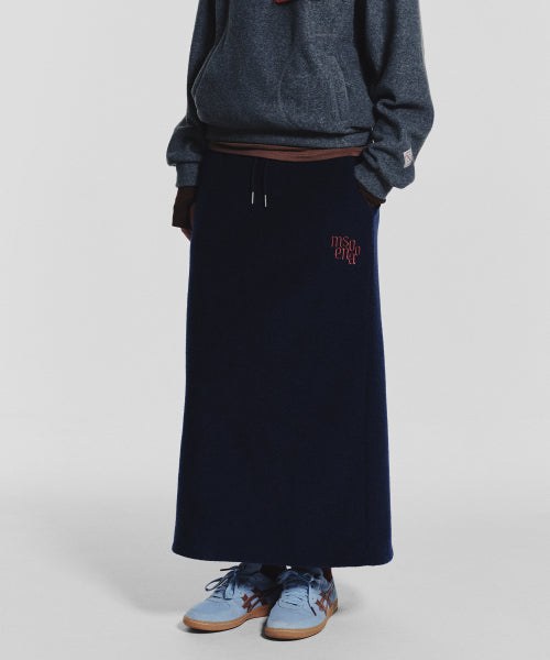 TERRY FLEECE LONG SKIRT - 3 COLORS NAVY
