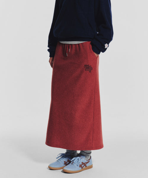 TERRY FLEECE LONG SKIRT - 3 COLORS RED