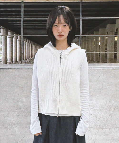 LOGO STAR KNIT HOODIE - 3 COLORS CREAM