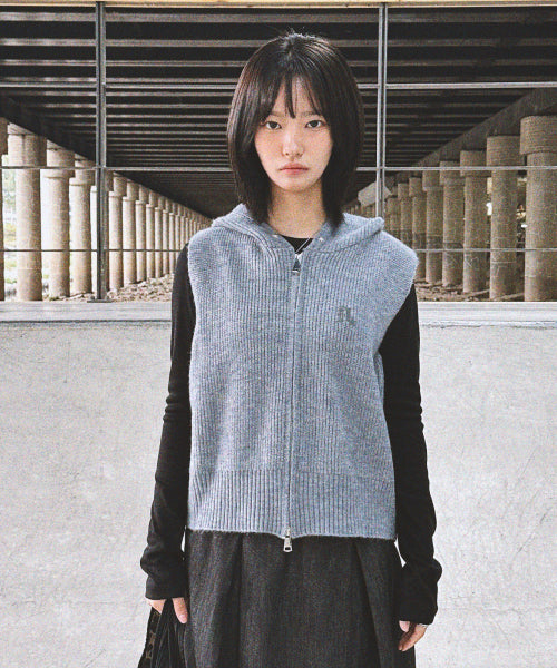 LOGO STAR KNIT HOODIE - 3 COLORS GREY