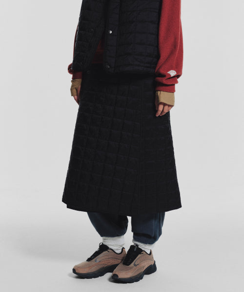 MNS LINE QUILTING LONG SKIRT BLACK
