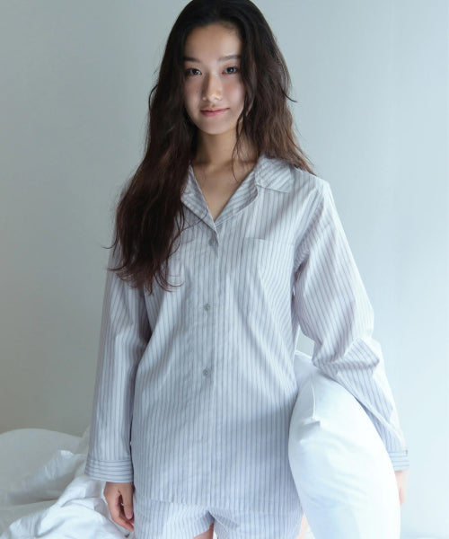WOMENS POPLIN PAJAMA SET #韓韶禧同款! - 3 COLORS LIGHT GREY