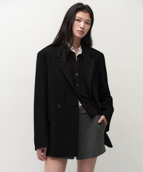 WOMENS DOUBLE BREASTED BLAZER #韓韶禧同款! - 2 COLORS BLACK