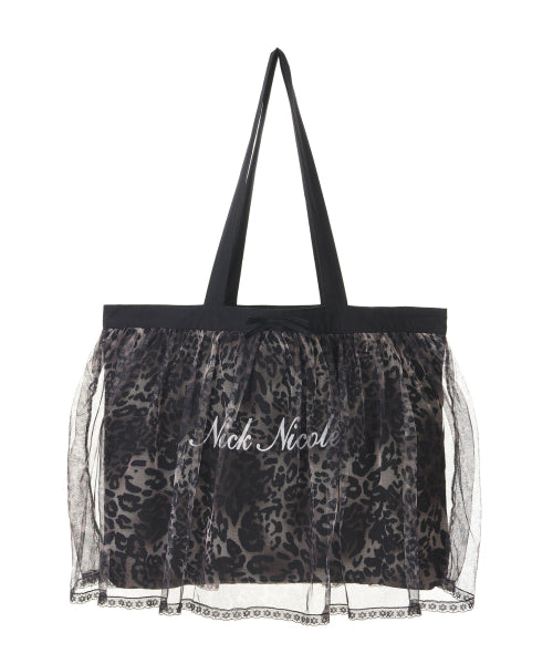 LEOPARD TULE LAYER TOTE BAG #徐睿知同款! BLACK