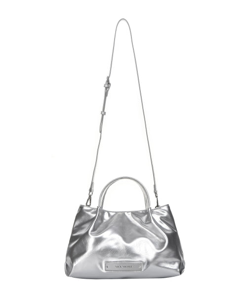 CRYSTAL FAUX LEATHER TOTE BAG #徐睿知同款! - 3 COLORS SILVER