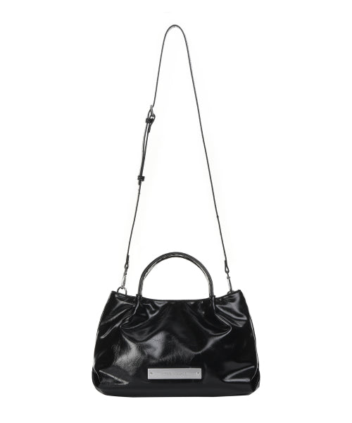 CRYSTAL FAUX LEATHER TOTE BAG #徐睿知同款! - 3 COLORS BLACK