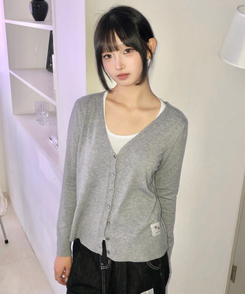 V-NECK CARDIGAN - 2 COLORS BLACK