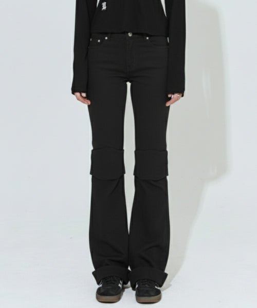 STAR SHIRRING PANTS BLACK