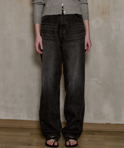 WOMEN WIDE DENIM PANTS - 2 COLORS BLACK