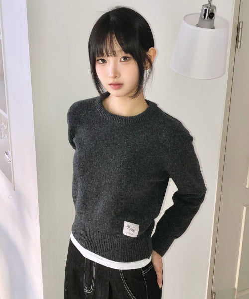 ROUND NECK CROP KNIT - 4 COLORS BLACK